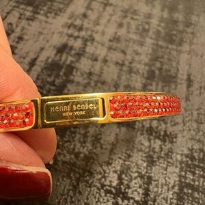 Henri Bendel Gold and Red Crystal Bracelet